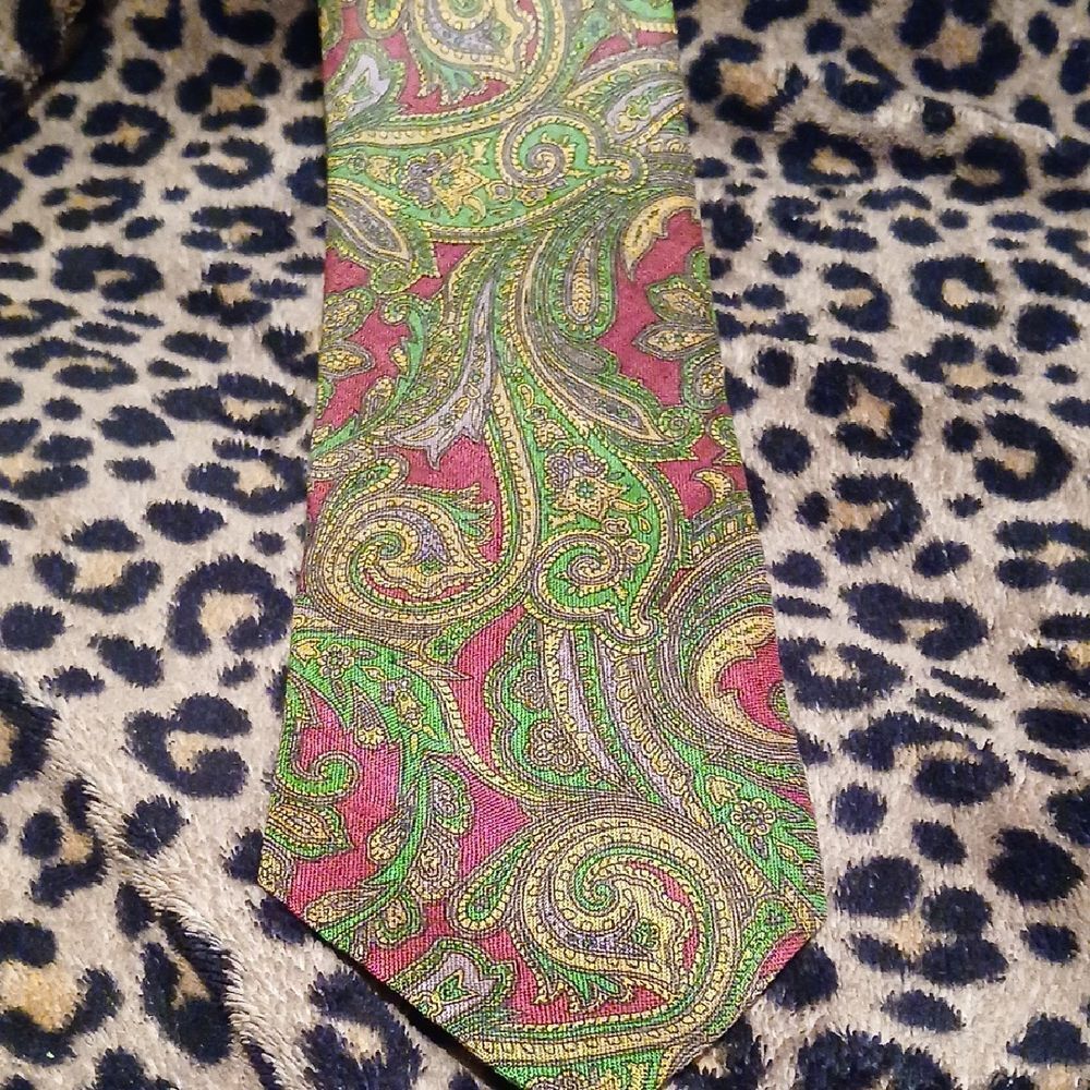 Guy Laroche Paisley Tie - Green and Purple